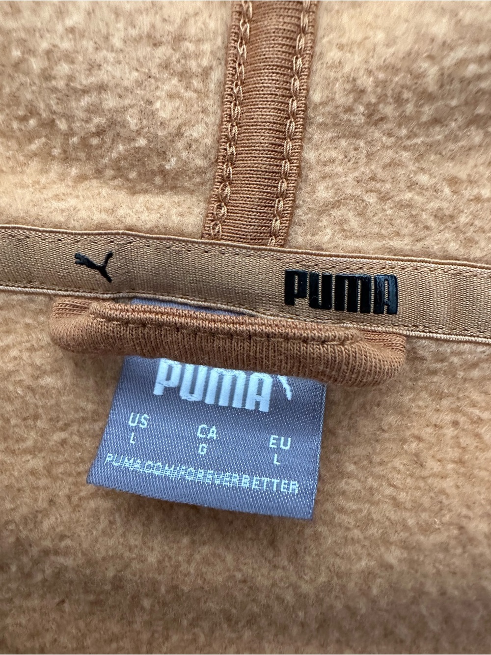 Puma women’s tan zip-up cropped terrycloth hoodie jacket, size large - Picture 10 of 12